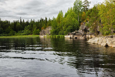 Landscapes of the shores of Lake Ladoga and Ladoga skerries.の写真素材