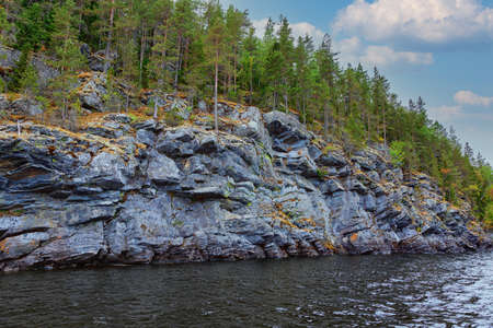 Landscapes of the shores of Lake Ladoga and Ladoga skerries.の写真素材