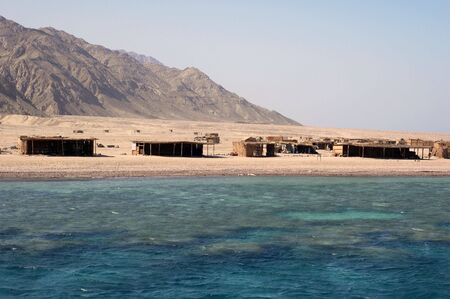 tents of bedouin tribe on the shore of the Red Seaの写真素材