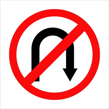 No U turn road sign on white background. Vector illustration.のイラスト素材