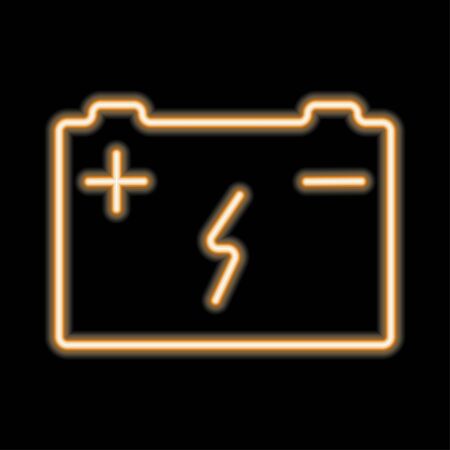 battery car outline icon in neon style. Elements of car repair illustration in neon style icon. Signs and symbols can be used for web, mobile app, UI, UXのイラスト素材