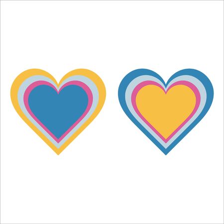 Colorful heart icons (flat design). No transparency. Gradients.のイラスト素材