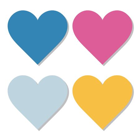 Colorful heart icons (flat design). No transparency. Gradients.のイラスト素材