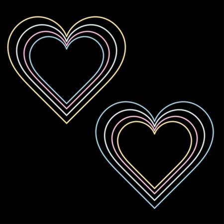 Bright neon heart. Heart sign on black background. Neon glow effect. Vectorのイラスト素材