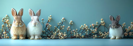 silhouette image of green and white bunny hanging on a white background, in the style of repetitive shapes, magnified ornamentation. Generative AIの素材