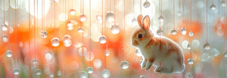silhouette image of green and white bunny hanging on a white background, in the style of repetitive shapes, magnified ornamentation. Generative AI.の素材