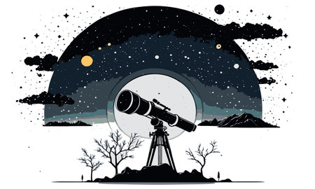 telescope for observing the starry night dark sky