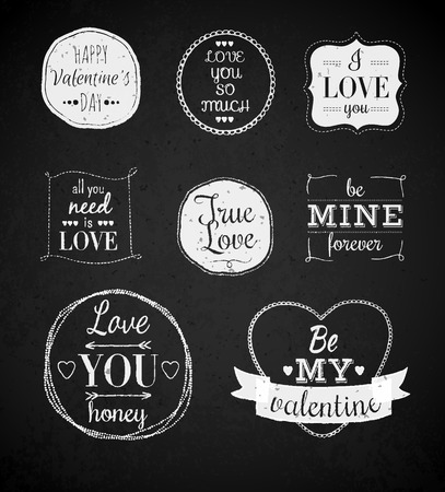 Set Of Happy Valentines Day, Typographical Background.のイラスト素材