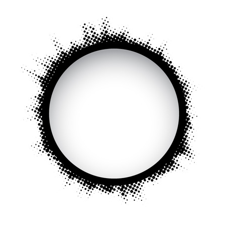 Halftone dots circle. Black and white round frame on white background.のイラスト素材