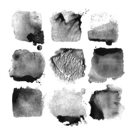 Black vector watercolor stain drawn with a brush by hand.のイラスト素材