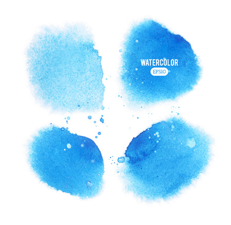 Set of blue vector watercolor stain. On a white background the individual elements.のイラスト素材