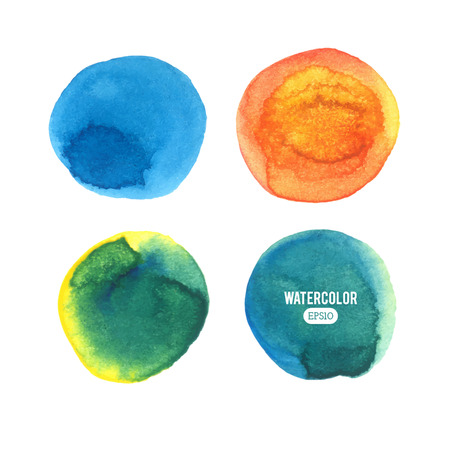 Set of color vector watercolor stain. Watercolor drawings by hand.のイラスト素材
