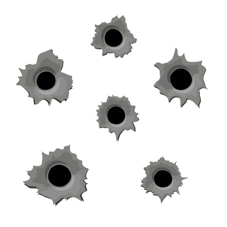 Damage from bullets. Bullet holes in metal.のイラスト素材