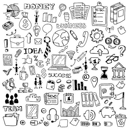 Linear icons for web or mobile. Big business set. Black on white background.のイラスト素材
