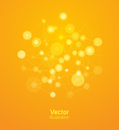 Internet web background. Yellow background with circles and lines.のイラスト素材