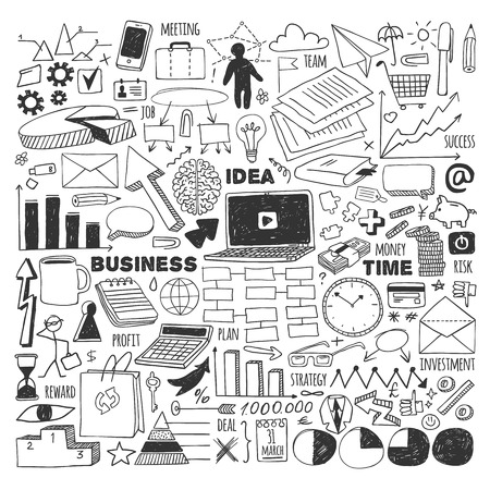Linear icons for web or mobile.Linear icons for web or mobile. Big business set. Black on white background.のイラスト素材