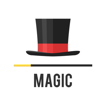 Top hat magician with a cane. Magical attributes.のイラスト素材