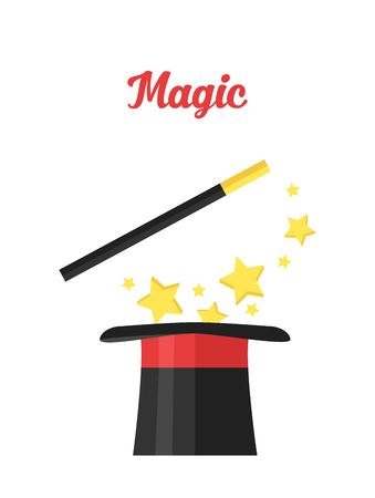 Top hat magician with a cane. Magical attributes.のイラスト素材