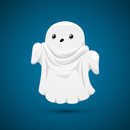 Good ghost on blue. Funny ghost on blue background.のイラスト素材