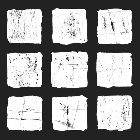 Set grunge white square on a black background. On a black background.のイラスト素材