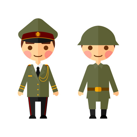 Military men flat set. Figures on a white background.のイラスト素材
