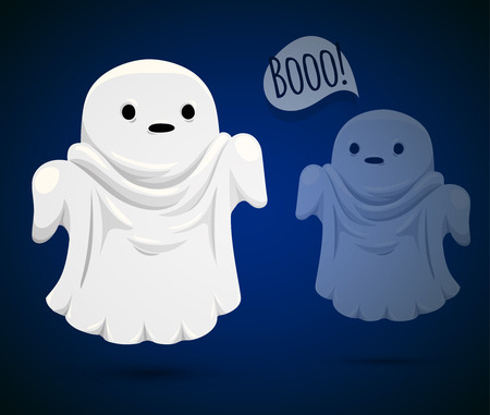 Good ghost. Funny ghost on blue background.のイラスト素材