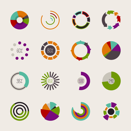 Set of different pie charts. Modern infographics for presentations.のイラスト素材