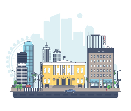 Panorama of the city. Office building on a background city.のイラスト素材