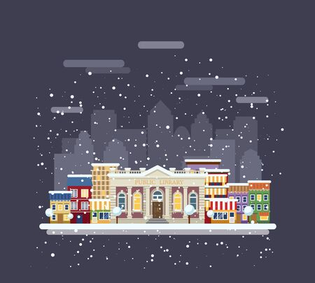 Library in a winter city. City landscape.のイラスト素材