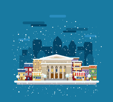 Museum in the city in winter. Urban concept.のイラスト素材