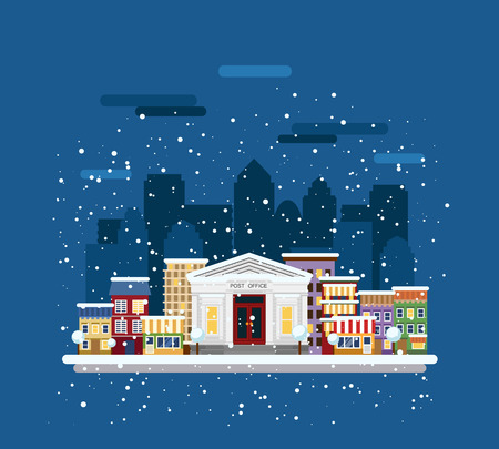 Winter cityscape. Post office in the city.のイラスト素材