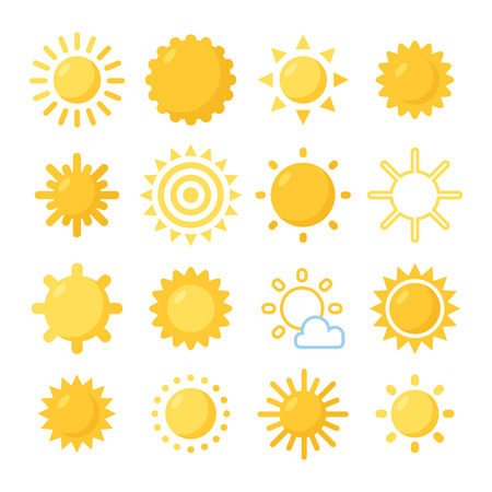 Orange Sun symbols set. Various painted sun.のイラスト素材