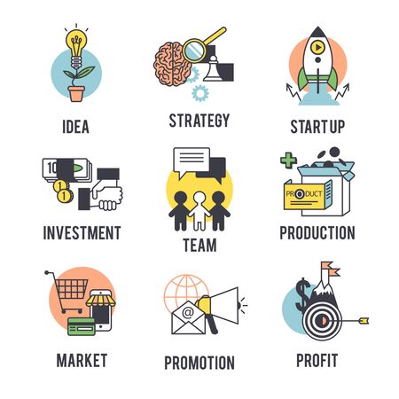 Set the startup. Separate on a white background.のイラスト素材