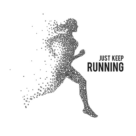 Running woman. The silhouette on a white background.のイラスト素材