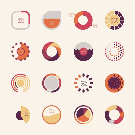Set of different pie charts. Modern infographics for presentations.のイラスト素材
