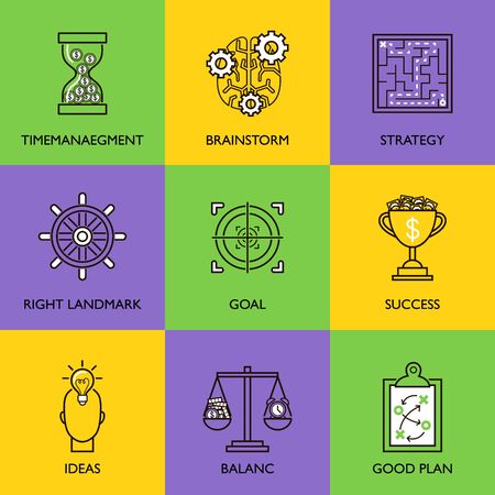 Set business icon. Separate on a colored background.のイラスト素材