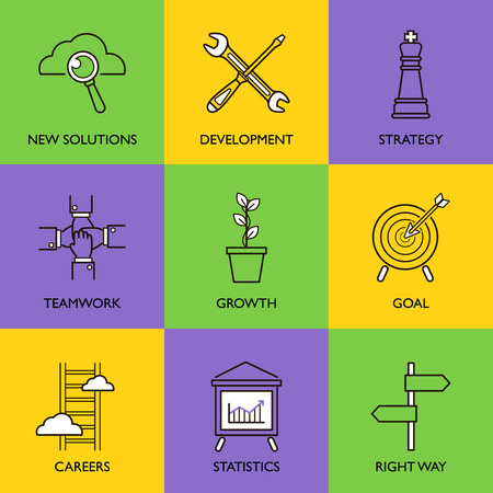 Set business icon. Separate on a colored background.のイラスト素材
