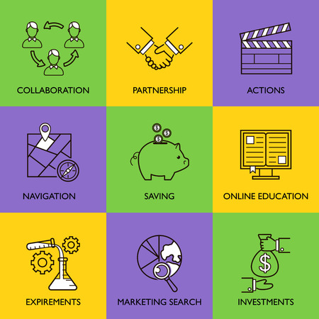 Set business icon. Separate on a colored background.のイラスト素材