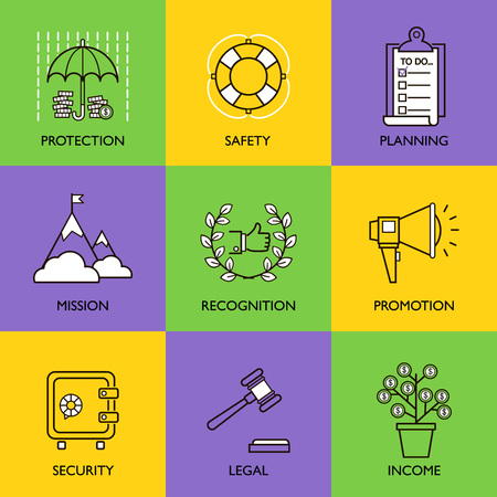 Set business icon. Separate on a colored background.のイラスト素材