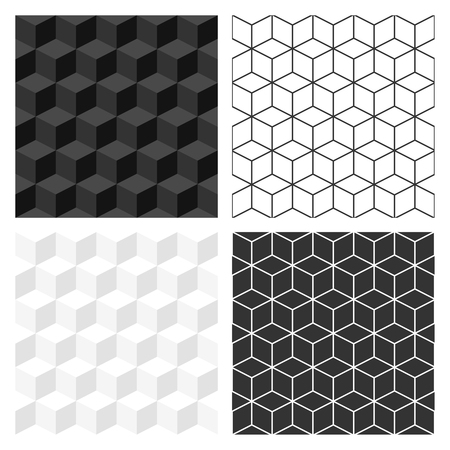 Black and white 3D texture. The set of patterns on a white background.のイラスト素材