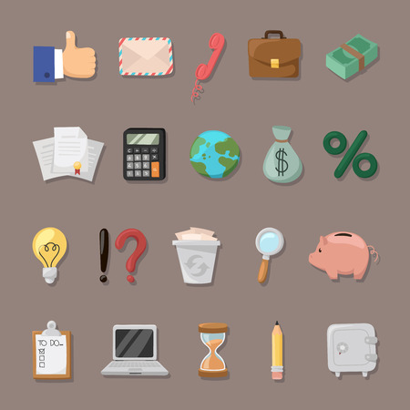 The character set associated with the Finance. Many characters on a gray background.のイラスト素材