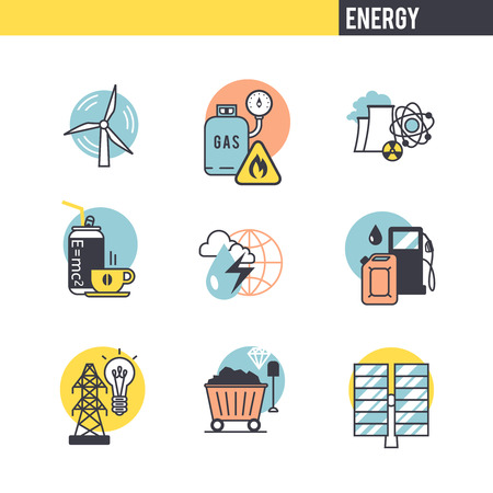 The concept of energy. Set of icons on white background.のイラスト素材