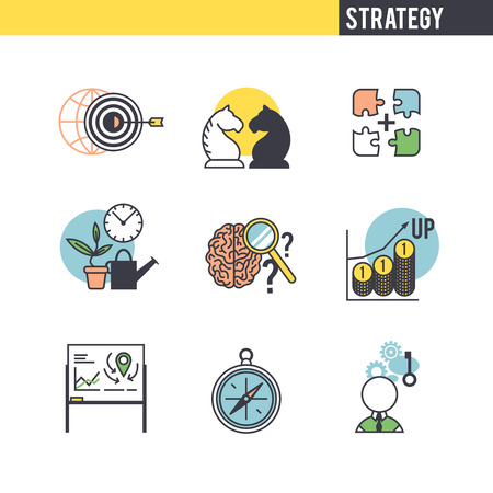 Strategy concept. Set of icons on white background.のイラスト素材
