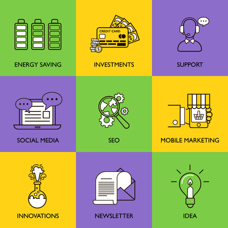 The business concept. Set of icons on a colored background.のイラスト素材