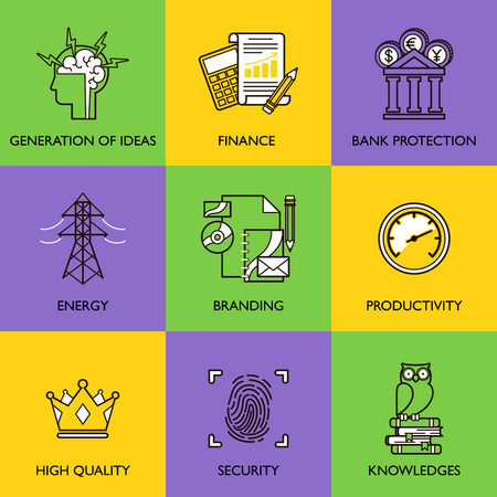 The business concept. Set of icons on a colored background.のイラスト素材