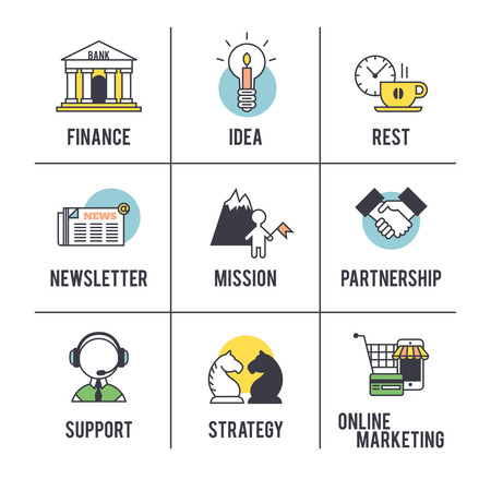 The business concept. Set of icons on white background.のイラスト素材