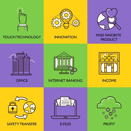 The business concept. Set of icons on white background.のイラスト素材
