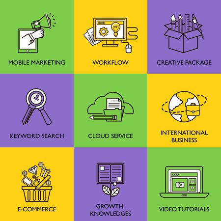 The business concept. Set of icons on white background.のイラスト素材