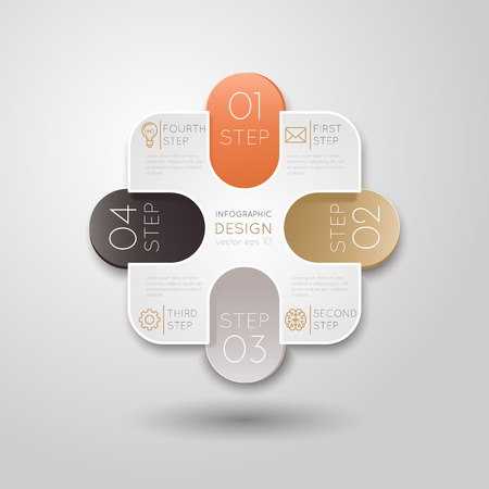 Step-by-step. Colour 3D illustration. With shadows on a colored background.の写真素材