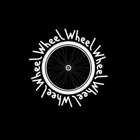Bicycle Wheel logo. On a dark background with the words.のイラスト素材